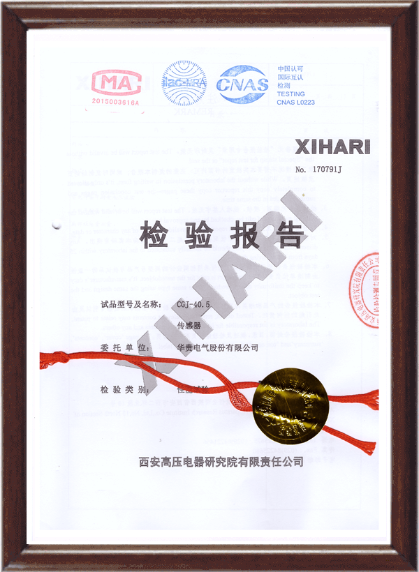 传感器CGJ-40.5检验报告